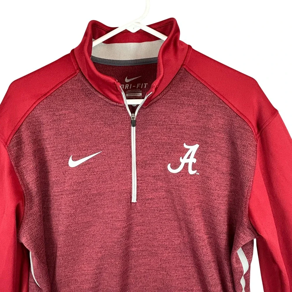 Nike Alabama Crimson Tide Dri-FIT Quarter Zip Pullover Mens M Red Heather *read*